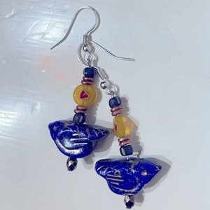 Blue bird earrings